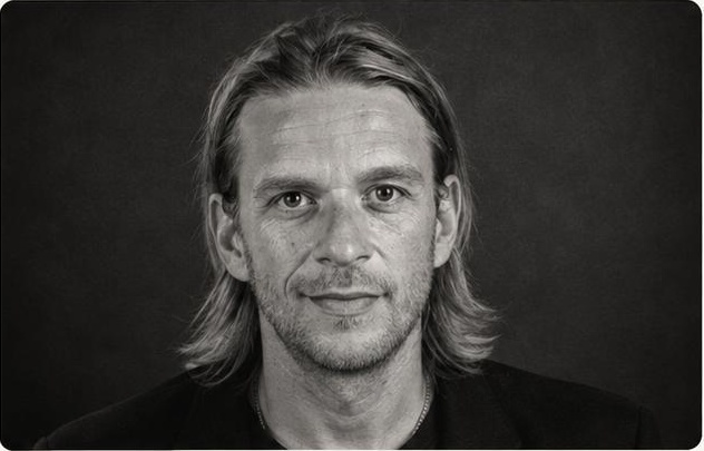 Portrait en noir et blanc d’Emmanuel Busquet